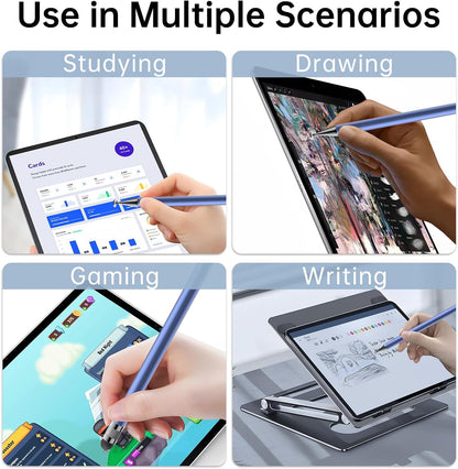 Bopomofo Stylus (5 Pcs), 2-in-1 Stylus Pen for Touch Screen, High Precision and Sensitivity, Suitable for iPhone/ipad/Android Tablets, Compatible with Touch Screens (Black/White/Blue/Rose Gold/Silver)