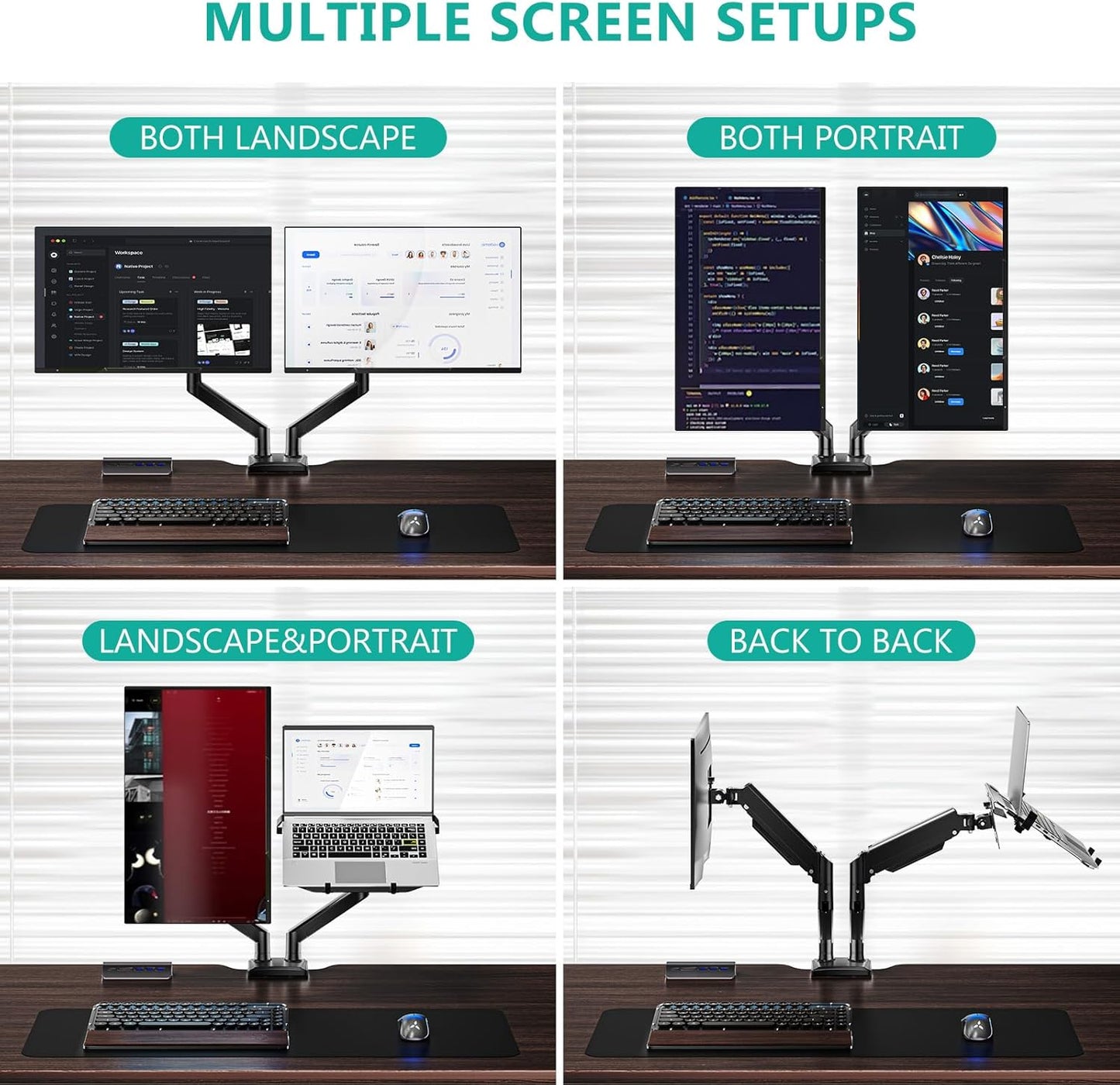 WALI Single Arm Laptop and Monitor Desk Mount for 17" Notebook and Up to 32" Screen, 2-in-1 Adjustable Monitor Arm with Laptop Tray, VESA 75x75 100x100,Holds 22-26.4 lbs, Black (GSMP001NLP)