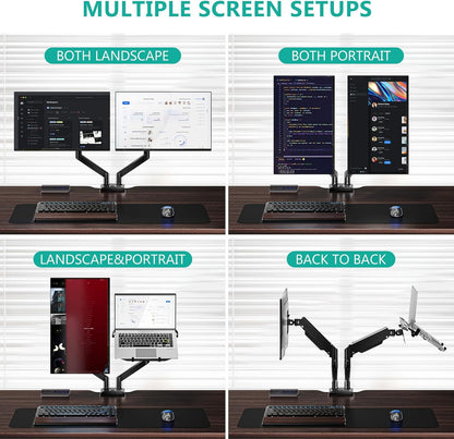 WALI Single Arm Laptop and Monitor Desk Mount for 17" Notebook and Up to 32" Screen, 2-in-1 Adjustable Monitor Arm with Laptop Tray, VESA 75x75 100x100,Holds 22-26.4 lbs, Black (GSMP001NLP)