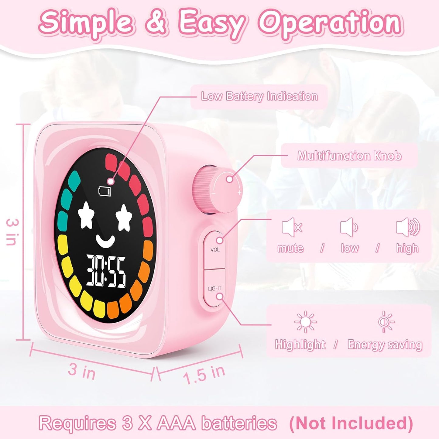 HAUKINIX 99-Minute Visual Timer with Pomodoro Timer Productivity Focus Timer Countdown Stopwatch Desk ADHD for Study, Work, Student, Procrastination, Loud Alarm/Mute/Vibration, 2 Brightness Levels