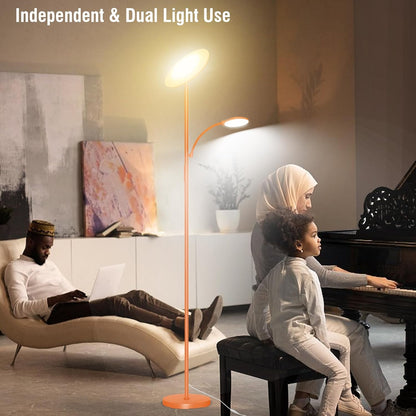 marctronic Floor Lamps for Living Room, 44W/4500LM Super Bright 2 in 1 LED Floor Lamp with Remote, Stepless Dimmable, 69" Tall Standing Floor Lamp with Bendable Reading Light for Bedroom Office