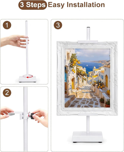 Adjustable Tabletop Easel Stand, Picture Easels for Display Up to 17" H, Gold Metal Picture Frame Holder Stand Table for Art, Photo (1 Pack)