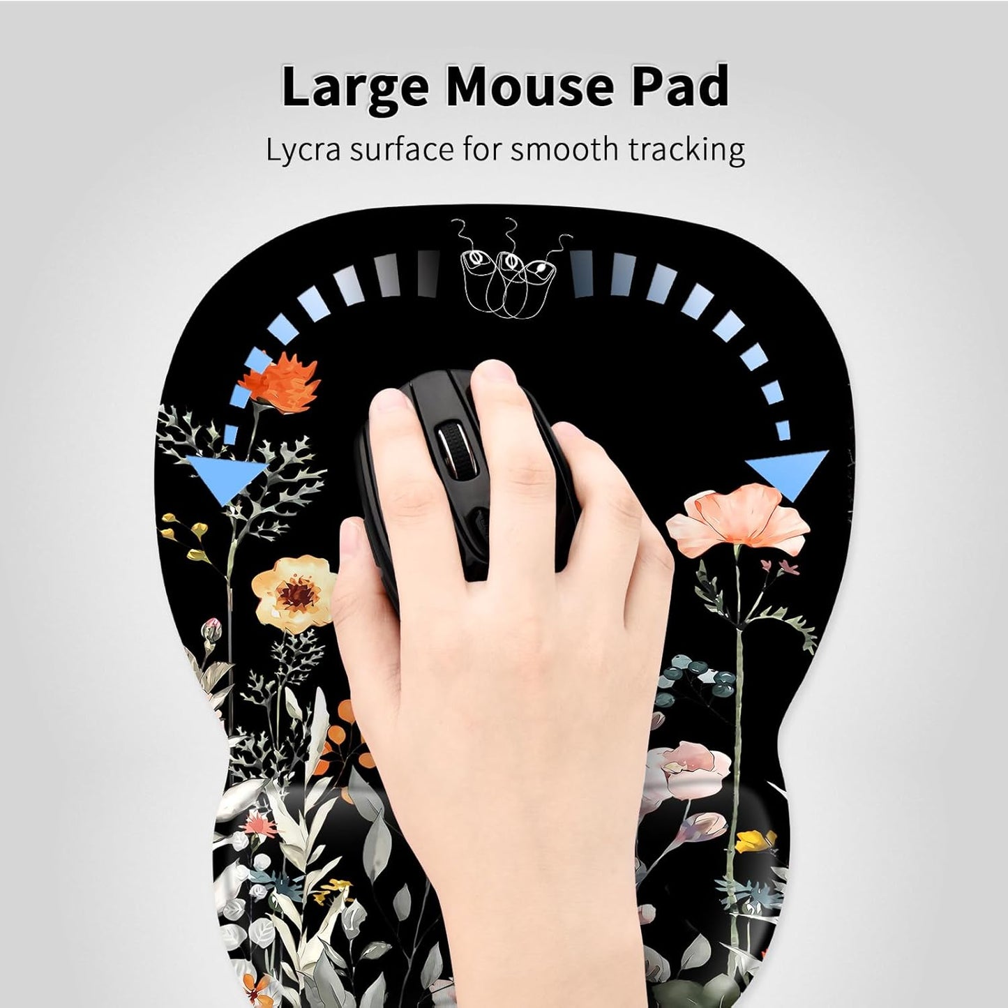 EooCoo Ergonomic Mouse Pad with Wrist Support, Mousepad with Memory Foam Wrist Rest and Non-Slip Base for Computer, Cafe, Home & Office, 9.64 x 8.26 in Office Desk Accessories
