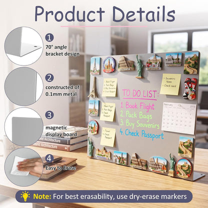 Geyoga 2 Pack Magnetic Bulletin Board with Stand, 16 x 12 Inch Black Magnet Display Board for Memo, Menu, Notes, Photos, for Kitchen Countertop, Office Desk, School