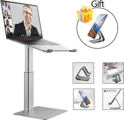 Laptop Stand for Desk, Ergonomic Sitting and Standing Laptop Riser for Notebook MacBook 11-17 Inches，DJ Laptop Stand Adjustable Height from 7-15 Inches Aluminum(Black)
