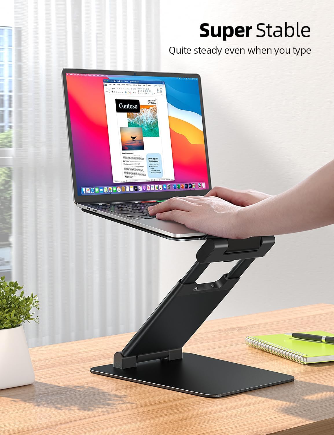 Nulaxy Height Adjustable Laptop Stand for Desk, Dual Foldable Aluminum Computer Riser, Pull Out Design Ergonomic Sit to Notebook Holder Convertor, Compatible with All 10-17" Laptops, Tablets, Gray
