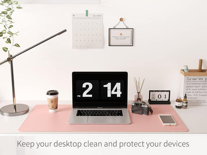 RENMTURE Dual-Sided Mouse Pad, Natural Cork & PU Leather Large Desk Pad for Office and Home Work, Desk Protector Non-Slip, Waterproof, Easy Clean (Olive Green, 32"x16")