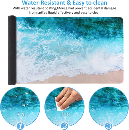 iCasso Desk Cover Mat, Office Mouse Pad, Desk Protector Mat, Extra Large Matt for Desktop,Anti-Slip XXL Big Mousepad with Stitched Edges for Computer Keyboard Retro Black - Colors B