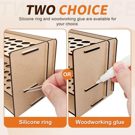 Wooden Paint Brush Holder with Wood Glue 69 Holes MDF Paintbrush Holder Organizer Artist Brush Holder Paint Brush Stand Rack for Artist Brushes Pens Pencils