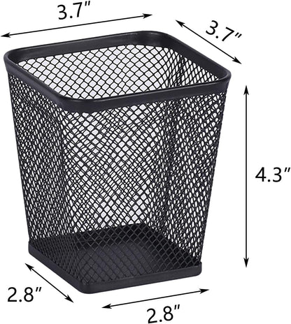 Pen Holders 2 Pack Square Pencil Containers Metal Mesh Desk Pencil Cups Utensil Holders for Kitchen Desktop Organizers for Makeup Brushes