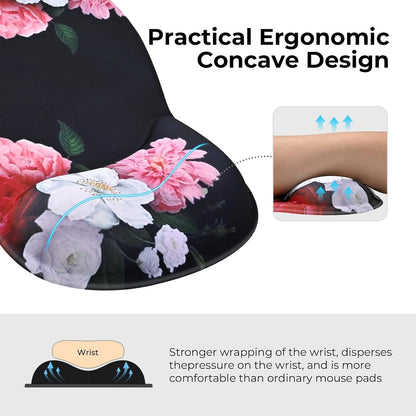EooCoo Ergonomic Mouse Pad with Gel Wrist Rest Support, Middle Concave Design for Natural Wrist Alignment, Non-Slip Base Mousepad for Laptop, Computer, Office Desk Accessories, Carpal Tunnel Syndrome