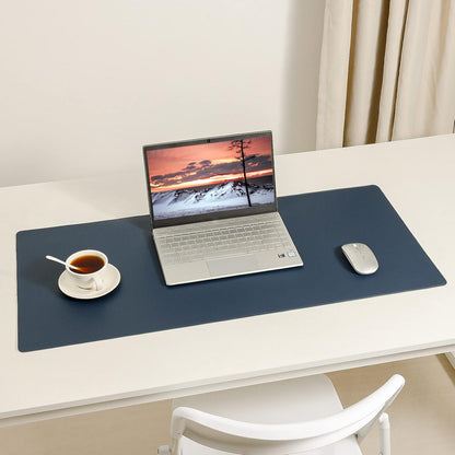 Leather Desk Pad,Wolaile 36x17 inch Large Mouse Pad,Waterproof Non-Slip Writing Desk Blotter,Computer Mat Desktop Protector for Office Home,Black