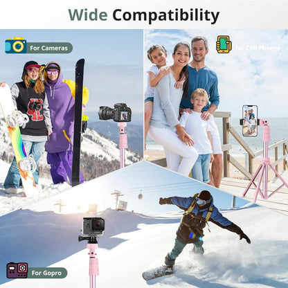 SENSYNE 62" Phone Tripod & Selfie Stick, Extendable Cell Phone Tripod Stand with Wireless Remote and Phone Holder, Compatible with iPhone Android Phone, Camera