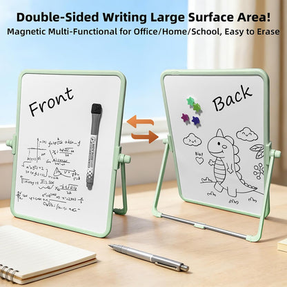 Colorful Dry Erase White Board 8.3x11in, Magnetic Desktop Board with Stand, 2 Markers (Eraser Head), 4 Magnets - Double-Sided Easel for Daily Planning, Memo, Office/Home/School (Blue)