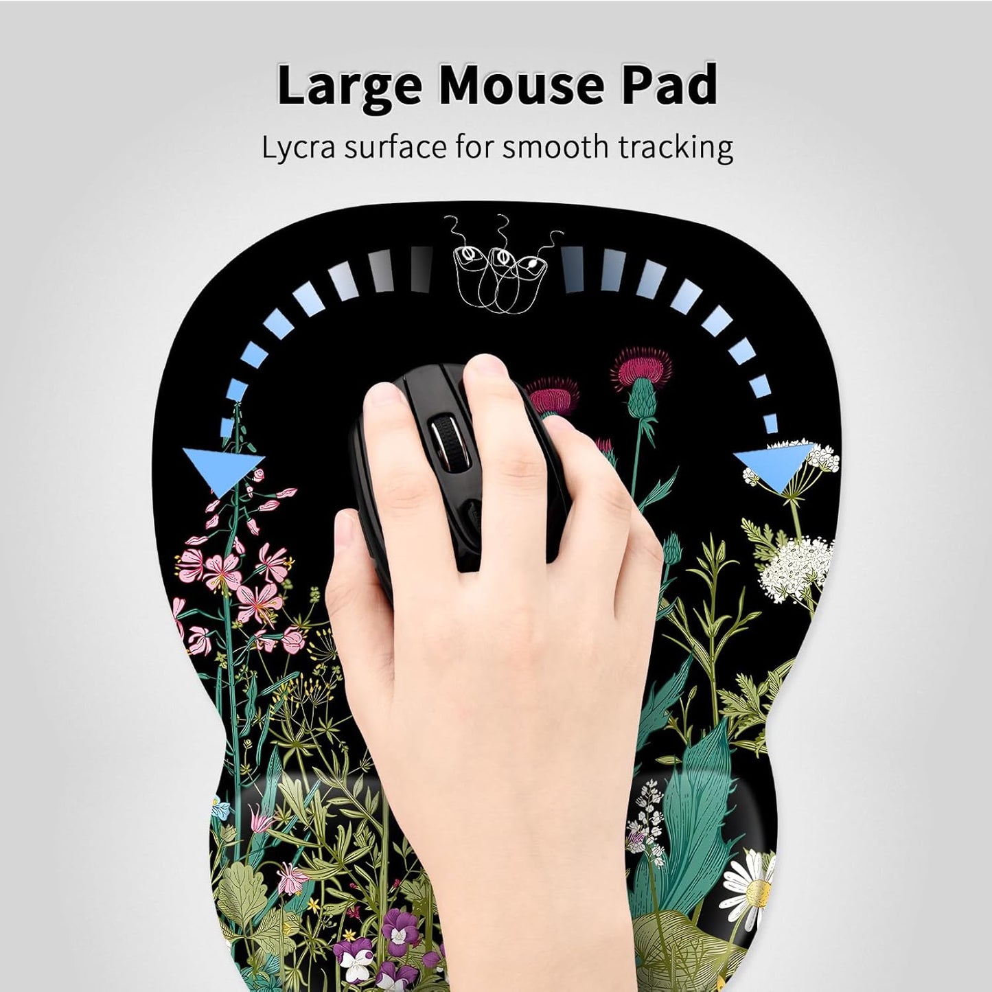 EooCoo Ergonomic Mouse Pad with Wrist Support, Mousepad with Memory Foam Wrist Rest and Non-Slip Base for Computer, Cafe, Home & Office, 9.64 x 8.26 in Office Desk Accessories