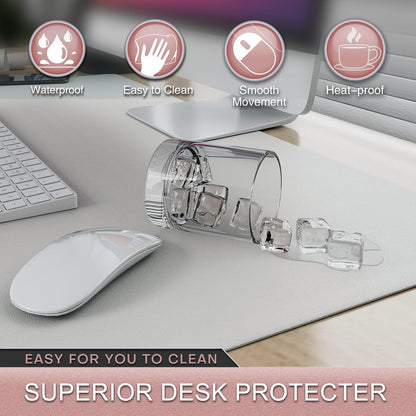 K KNODEL Leather Desk Pad Protector, Office Desk Mat, Large PVC Leather Desk Blotter, Non-Slip Mouse Pad (Dark Brown, 15.7" x 31.5")