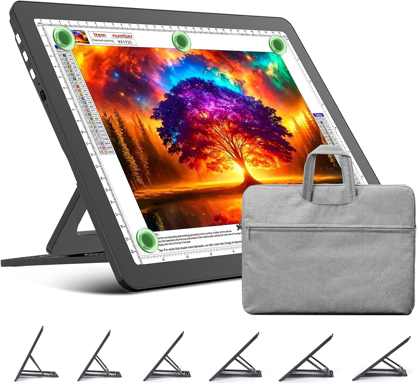 TOHETO Rechargeable A4 Light Board with Stand, Super Bright Magnetic Light Pad with Side Buttons, Wireless Light Box for Tracing and Drawing, Cordless LED Light Table for Diamond Painting, Sketching