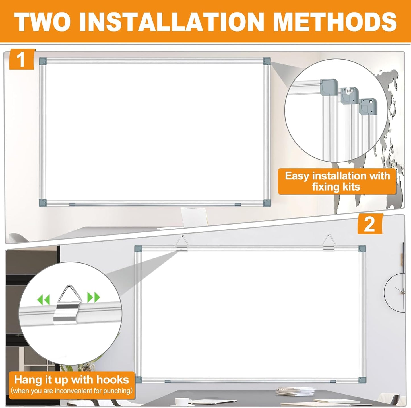 H-Qprobd 6'x4' Large Magnetic White Board Dry Erase Whiteboard with Black Aluminum Frame, 72"X48" Magnet Presentation Wall Boards for Office, Classroom, School, Home