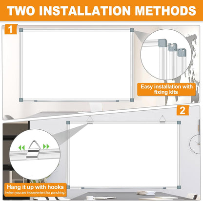 H-Qprobd 6'x4' Large Magnetic White Board Dry Erase Whiteboard with Black Aluminum Frame, 72"X48" Magnet Presentation Wall Boards for Office, Classroom, School, Home