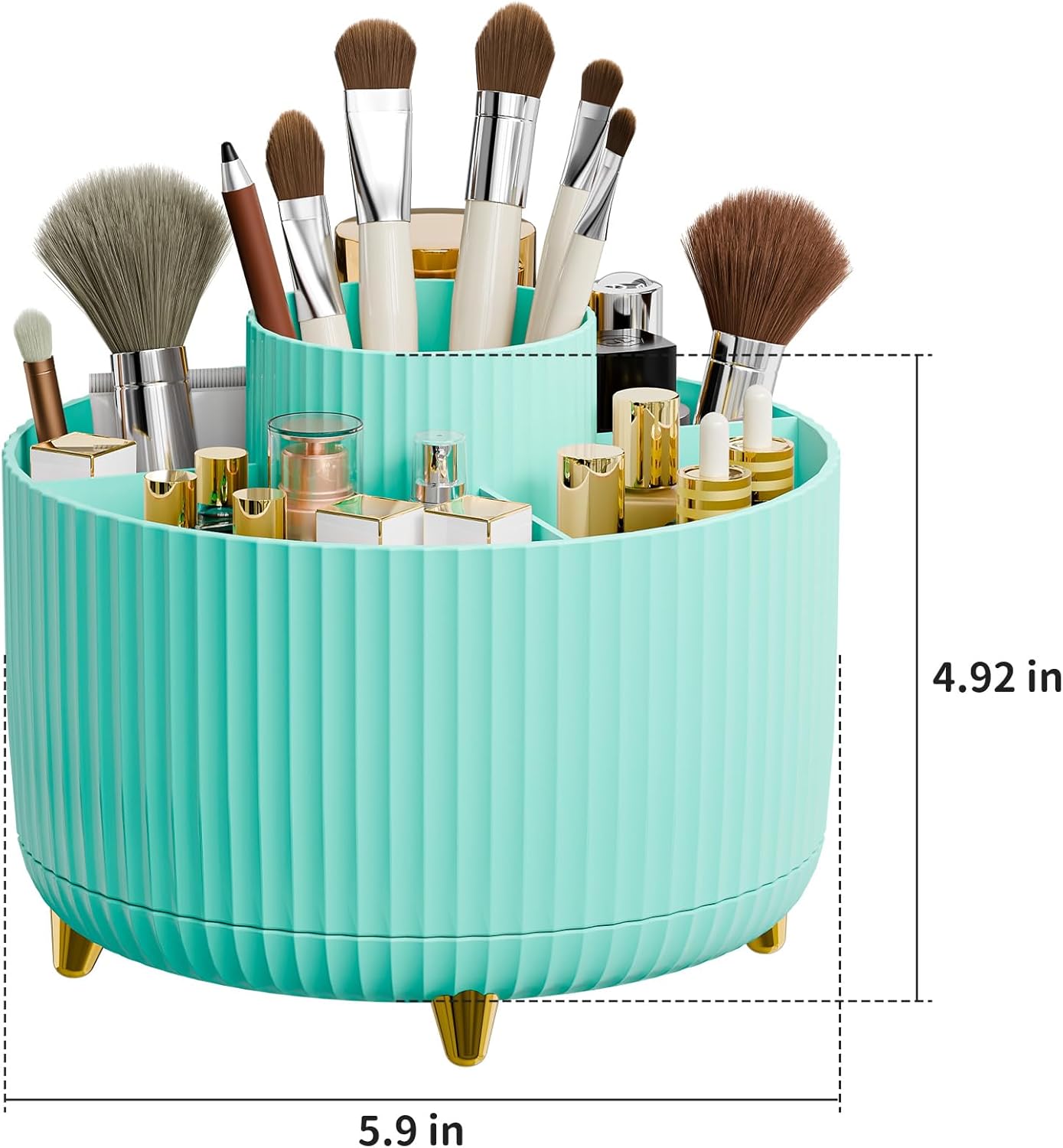 fanado 360° Rotate Makeup Brush Holder Organizer, Makeup Organizers Countertop, Makeup organization and Skincare Storage for Vanity, Desktop, Bathroom (White)