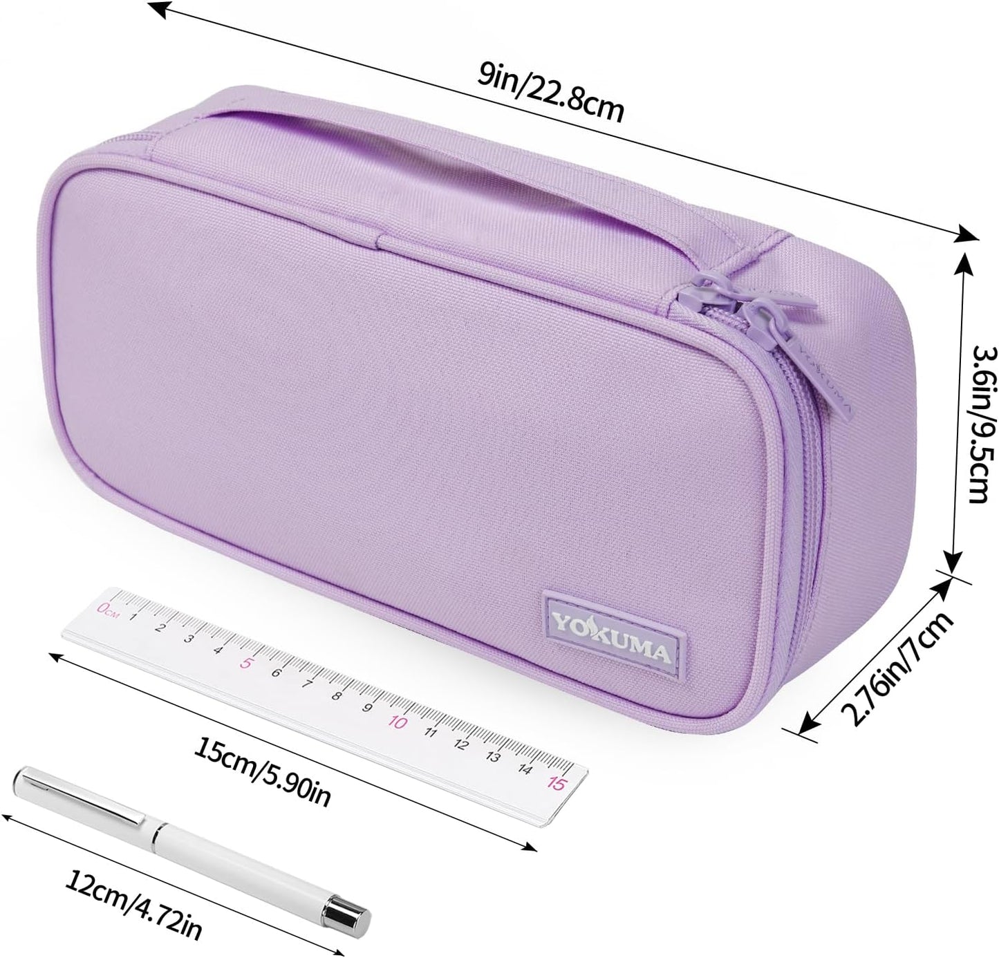 YOKUMA Pencil Case,Large Capacity Pencil Pouch,Aesthetic Zipper Pencil Box, Back to School Supplies for College Student Teen Adults,Travel Essentials,Electronic Cable Organize