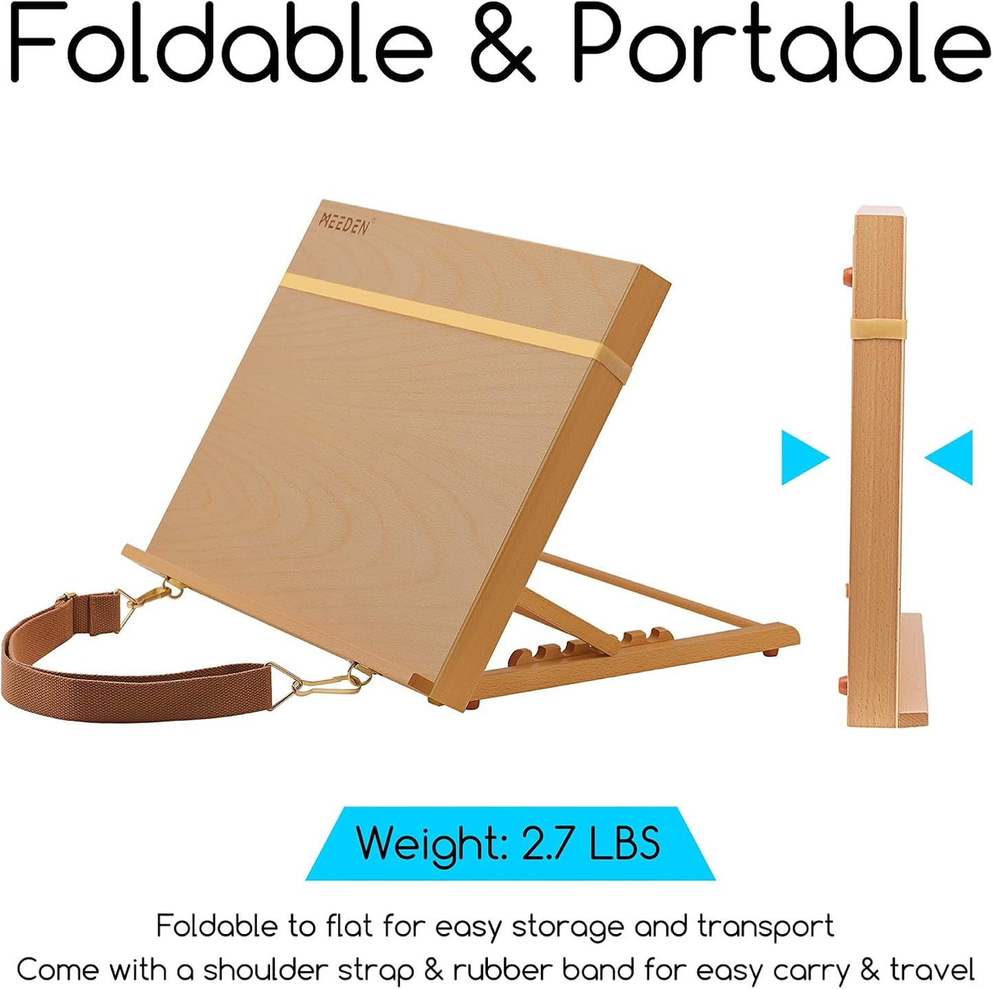 MEEDEN Extra Large(20"x 30") Wooden Tabletop Easel for Painting, 5-Position Adjustable Drawing & Sketching Board, Portable Beechwood Desktop Art Easel Stand for Adults, Artists, Beginners & Student