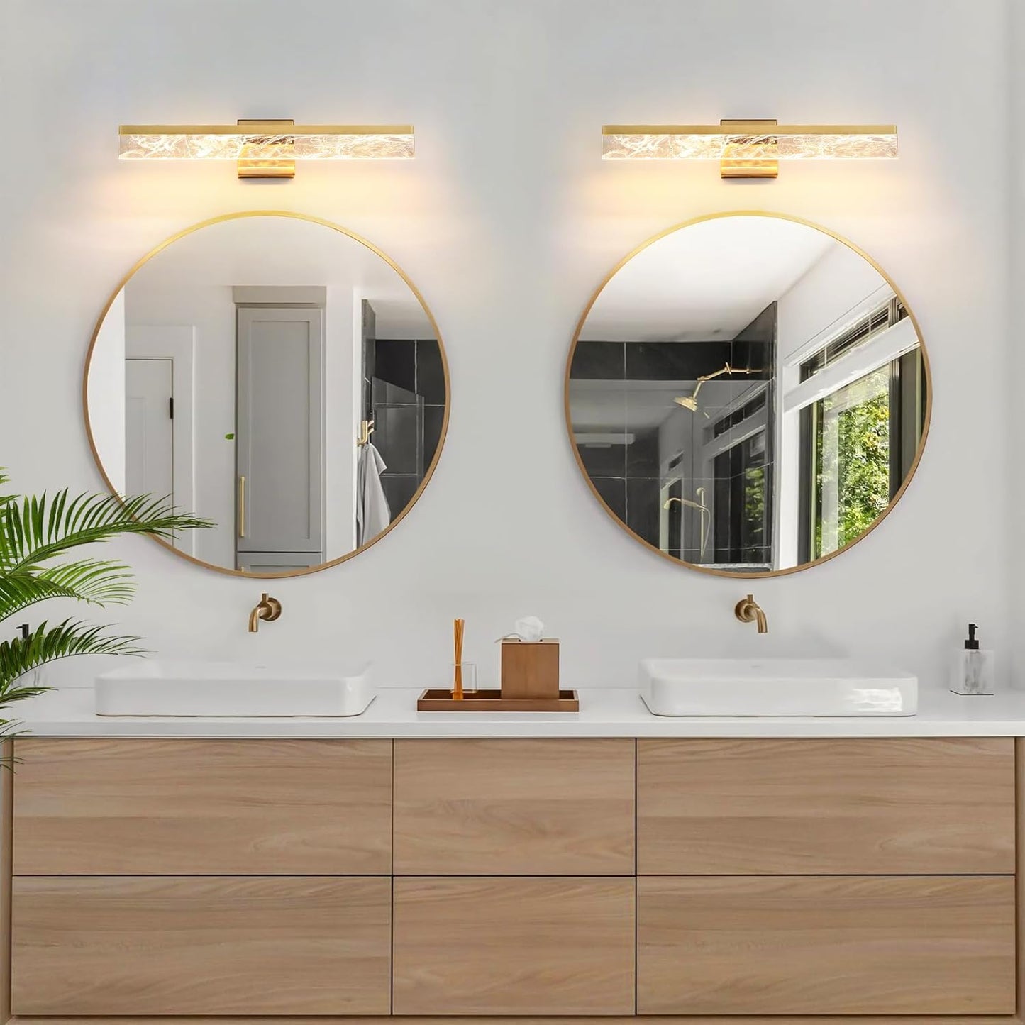 AIJIASI 39-Inch Brushed Gold Vanity Light Fixture, 28W Dimmable LED Modern Light Bar for Bathroom Mirror, Restroom, Bedroom (3000K)
