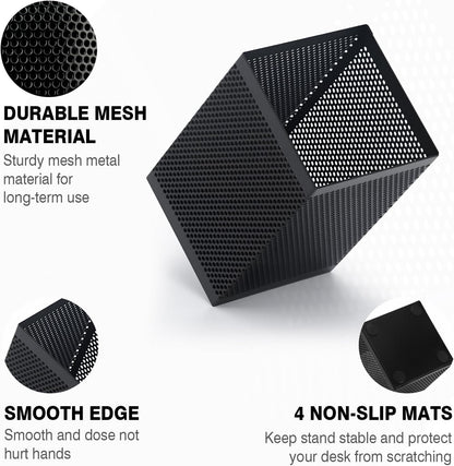 Comix Pen Holder Desk Organizer, Wire Mesh Pencil Cup with Foam Pad and Non-Slip Bottom Office Supplies Desk Accessories for Home Office School, 1 Pack