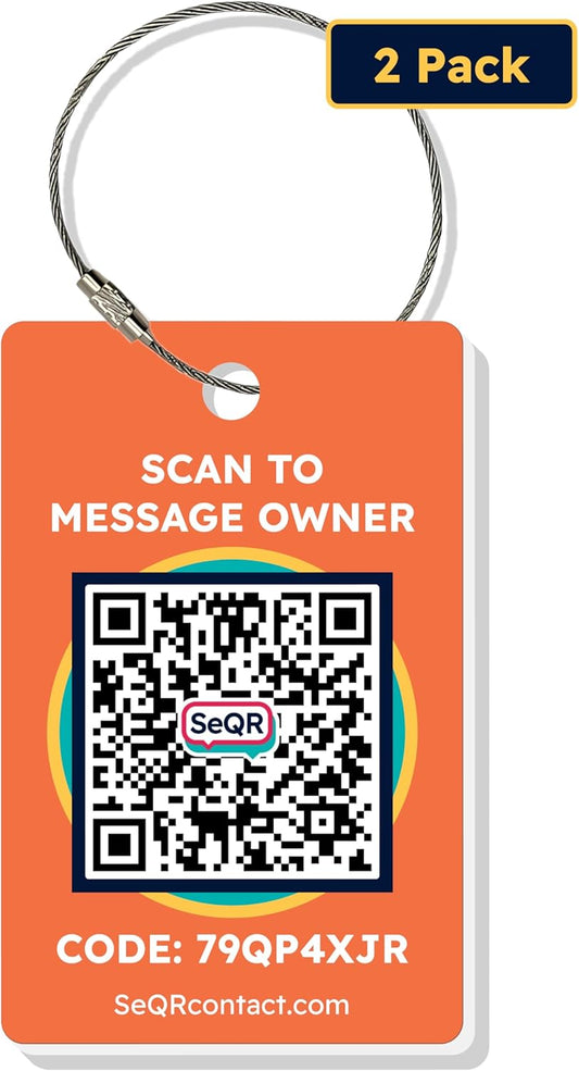 Smart Luggage Tags | Privacy QR Code Luggage Tag Keeps Personal info Private | Customizable Travel Suitcase Tags for Women Men | Use with GPS Bag Locator Tracking, Air Tag for Android or iOS