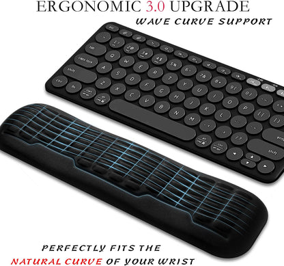 UnivoColors Ergonomic Mouse Wrist Rest,Latest 3.0 Wave Curve Design,High-Resilience Memory Foam Non-Slip Base,Reduces Wrist Fatigue,Ideal for Office Gaming & Long Hours of Use(Black)