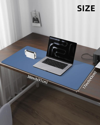 AFIING Desk Pad Protector 23.6" x 13.7" - Non-Slip Waterproof PU Leather Desk Mat for Mouse, Keyboard, Laptop, Office and Home Workspace (Beige)