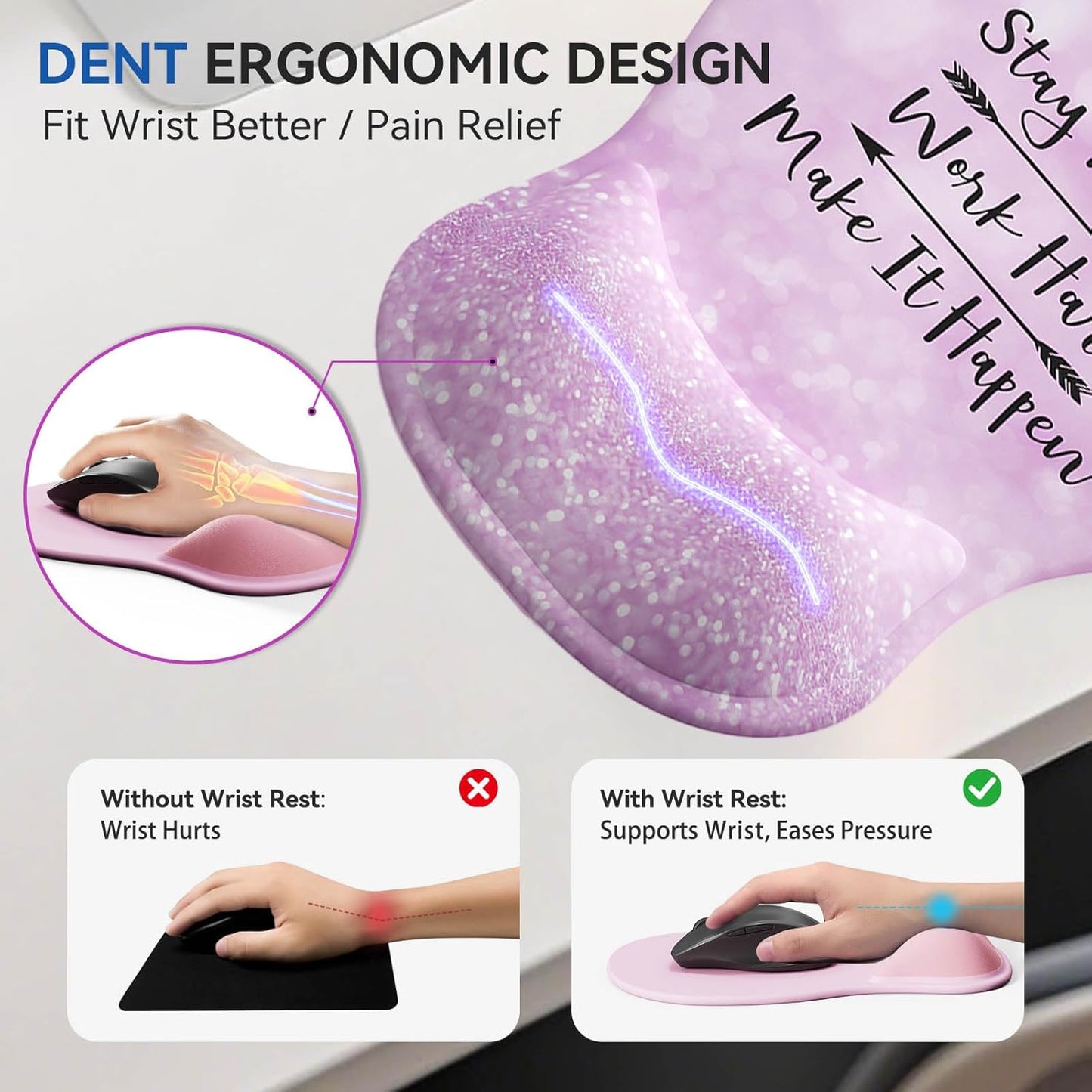 Ergonomic Mouse Pad with Wrist Rest,Cute Gel Mousepad Wrist Support - Small Mini Portable for Travel Mouse Pads for Desk Laptop,Computer,Office & Home Decor (Pink&Light Pink)
