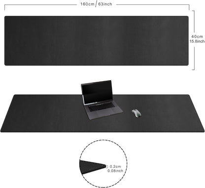 Cacoy 36" x 20" Leather Desk Mat for Home Office, Extra Large PU Leather Desk Pad Blotters, Waterproof Computer Keyboard Mat, Extended Gaming Mouse Pad, Desk Protector for Desktop and PC Laptop, Black