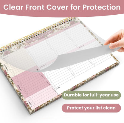Weekly To Do List Notepad with 52 Undated Sheets（8.5"×11"）- Undated Weekly Planner Notepad for Office Desk Accessories and Supplies - Midnight Lilac