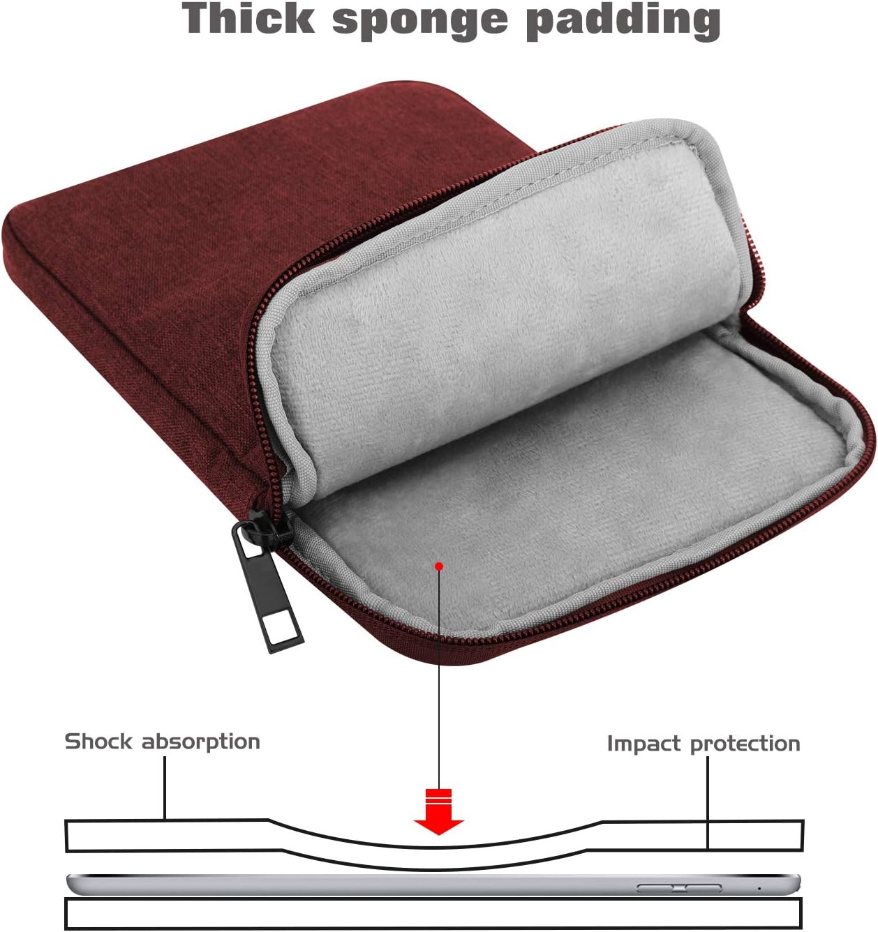 MoKo 7-8 Inch Tablet Sleeve Bag, Polyester Pouch Cover Case Fits iPad mini (A17 Pro) 8.3" 2024, iPad mini 6/5/4/3/2/1, Samsung Galaxy Tab S2 8.0, Tab A 8.0, ZenPad Z8s 7.9,Black