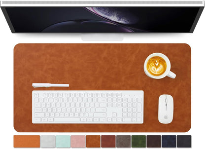 Distressed Leather Desk Mat - Non-Slip PU Desk Pad for Office and Home - Desk Organization and Accessories - Ideal for Large Mouse Pad and Desk Mats on Top of Desks(Tan,36"x 17")
