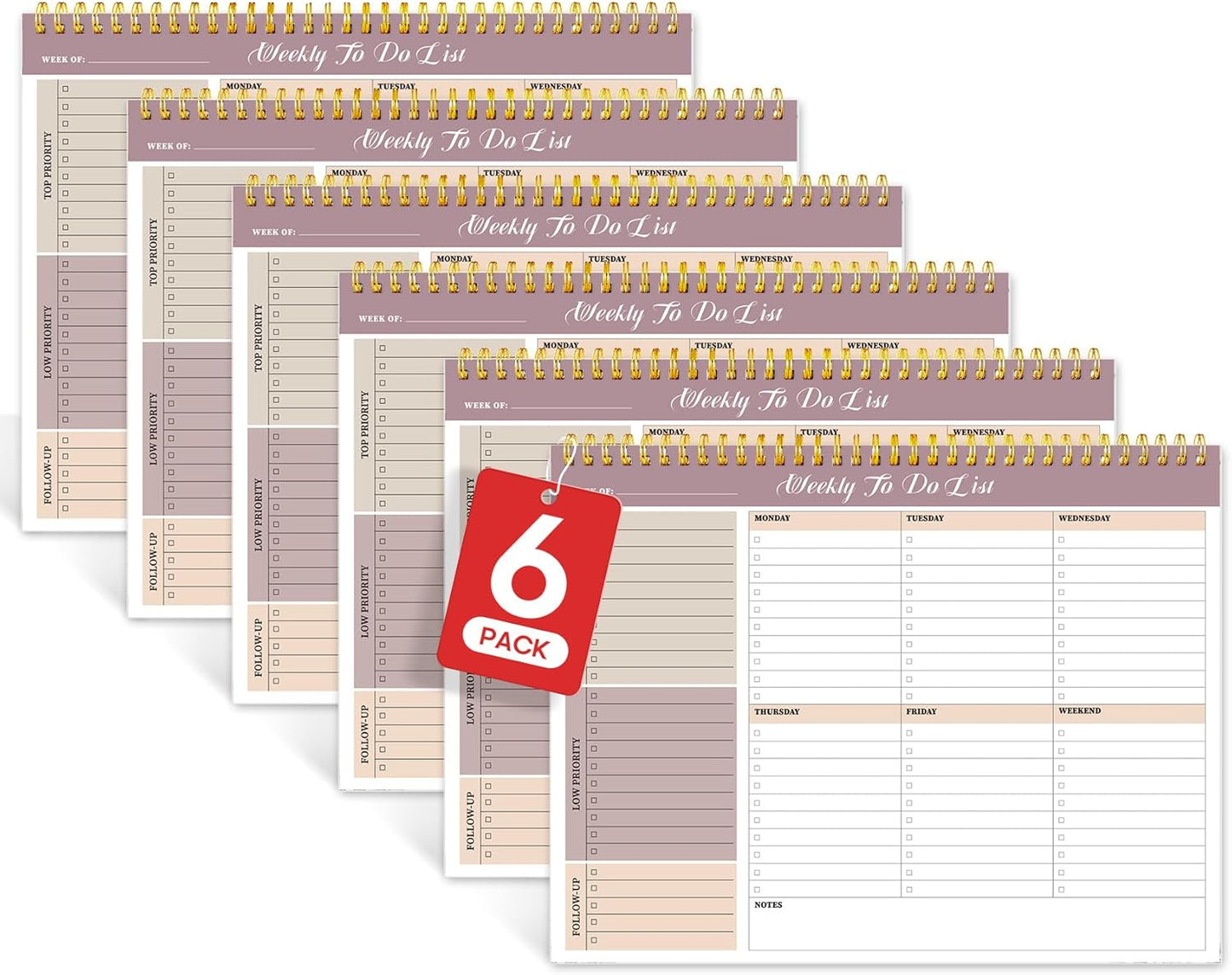 Weekly To Do List Notepad with 52 Undated Sheets（8.5"×11"）- Undated Weekly Planner Notepad for Office Desk Accessories and Supplies - Midnight Lilac