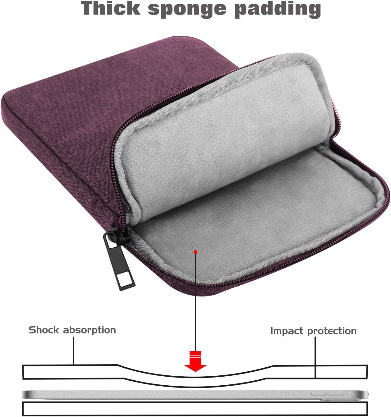 MoKo 7-8 Inch Tablet Sleeve Bag, Polyester Pouch Cover Case Fits iPad mini (A17 Pro) 8.3" 2024, iPad mini 6/5/4/3/2/1, Samsung Galaxy Tab S2 8.0, Tab A 8.0, ZenPad Z8s 7.9,Black