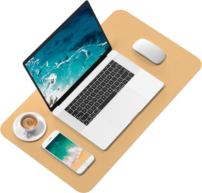Hsurbtra Desk Pad, 23.6" x 13.8" PU Leather Desk Mat, M Extended Mouse Pad, Waterproof Desktop Blotter Protector, Non-Slip Ultra Thin Small Laptop Keyboard Writing Mat for Office Home, Pink