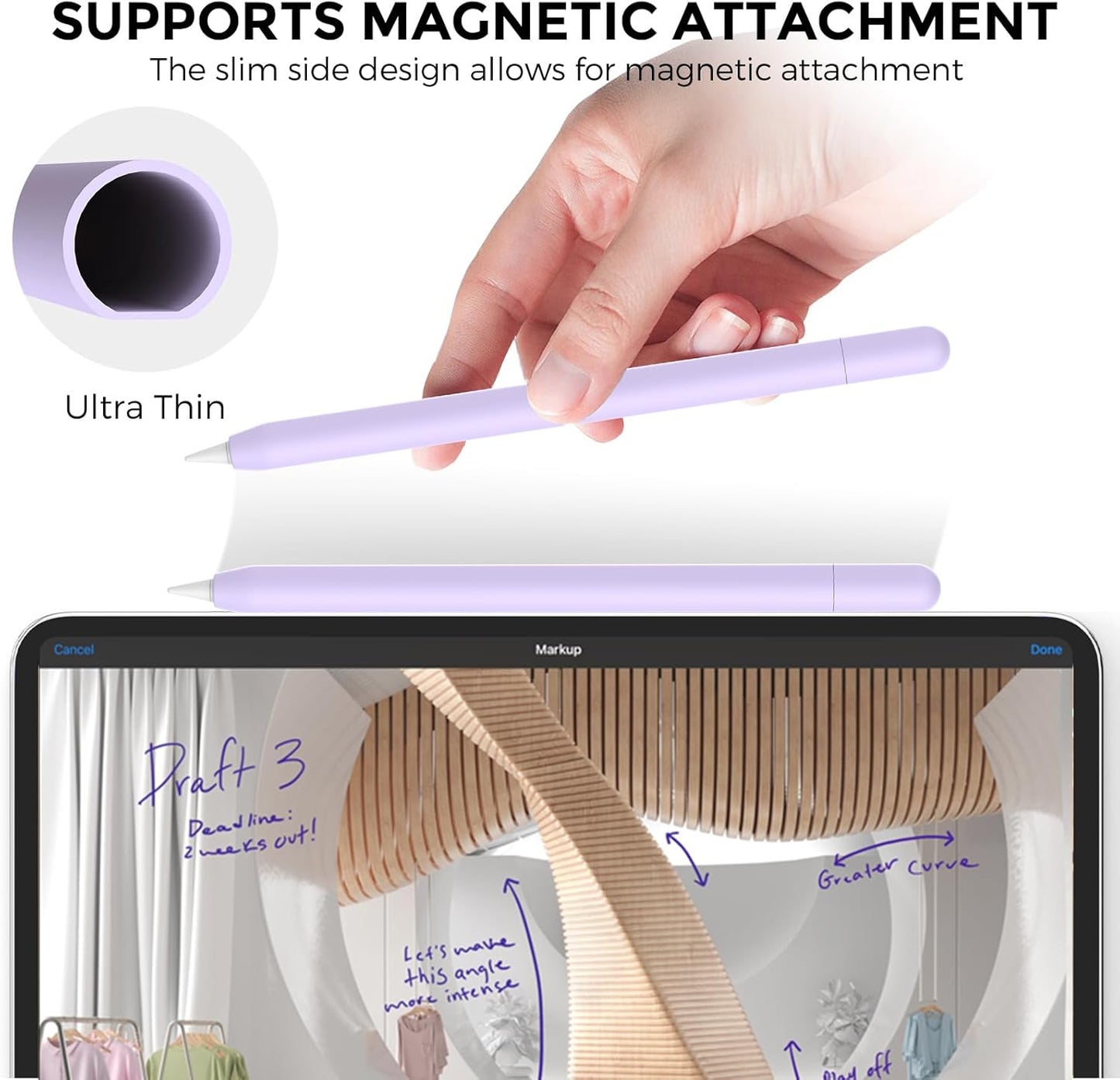 AhaStyle Silicone Case for Apple Pencil (USB-C) 2023 Ultra Thin Proteative Cover Skin Apple Pencil Sleeve Anti-Slip Grip Compatible with Apple Pencil USB C (Lavender)