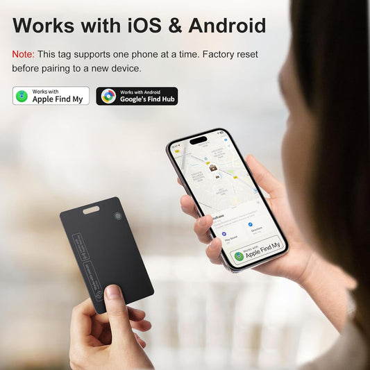 2 Pack Ultra Slim Rechargeable Wallet Tracker Card, IP67 Waterproof Bluetooth Tracking Card Compatible with Apple Find My & Android, Item Locator for Wallet Luggage Backpack