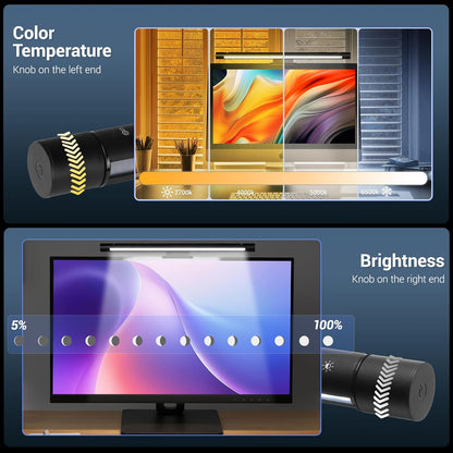 PROSmart Monitor Light Bar, Computer Monitor Lamp, 250LM No Glare Eye-Care LED Screen Bar, Fit for Curved/Flat Monitor, USB Reading Screenbar for Home/Office/Work/Game