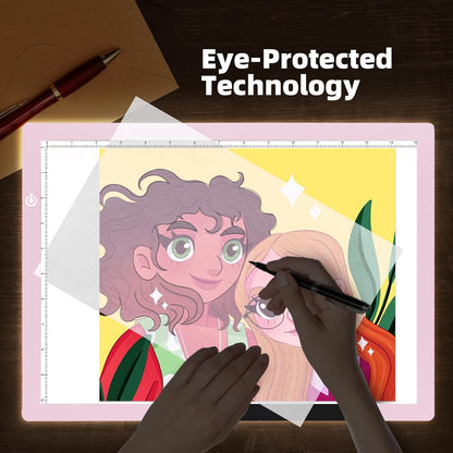 KIVOTAC A3 LED Light Pad，Tracing Light up Box Ultra-Thin USB Powered Brightness Dimmable Bright Copy Board for Drawing, Weeding Vinyl, Diamond Art, Sketching and Animation