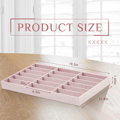 Amylove 2 Pcs Sunglass Organizer Trays Glasses Stackable Jewelry Trays Sunglass Organizer Display Box(8 Grids,Beige)