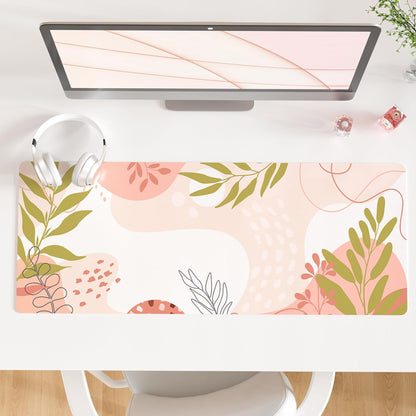 QIYI Large Mouse Pad, Cute Pink Desk Mat for Desktop, Women Girls PU Leather Desk Pad Waterproof Gaming Mousepad, Rose Gold Marble Computer Protector Writing Pad for School Office Home 31.5" x 15.7"