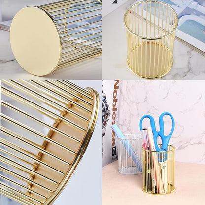 Metal Pen Holder Cup for Desk Makeup Brushes Pencil Holders Home Office Organizer Black