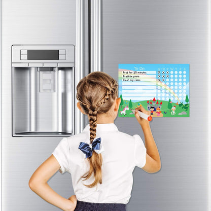 Dry Erase Whiteboard Task & Habit Tracker | Removable and Restickable Adhesive Decal | Fine-Tip Magnetic Marker Included | 9” x 12”