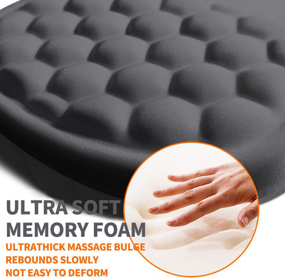 Ergonomic Joint Wrist Support Mouse Pad with Memory Foam Cushion Massage Bump, Carpal Tunnel Pain Relief Mousepad Slope Design for Wrist Rest, 11.8x7.9 in, Black