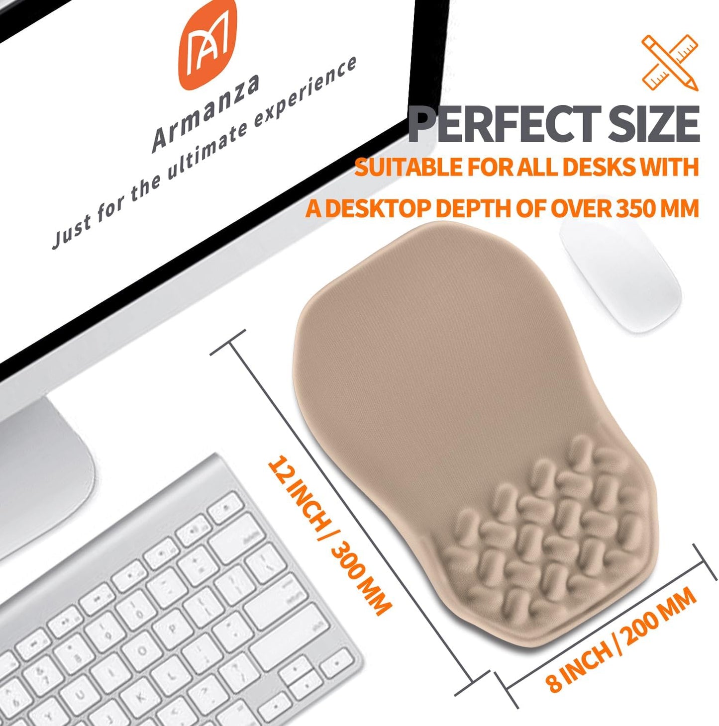 Ergonomic Slope Mouse Pad Wrist Support, Wrist Rest Mousepad for Carpal Tunnel Pain Relief with Massage Bulge and Slow Rebound Memory Foam (12x8 inch, Black)