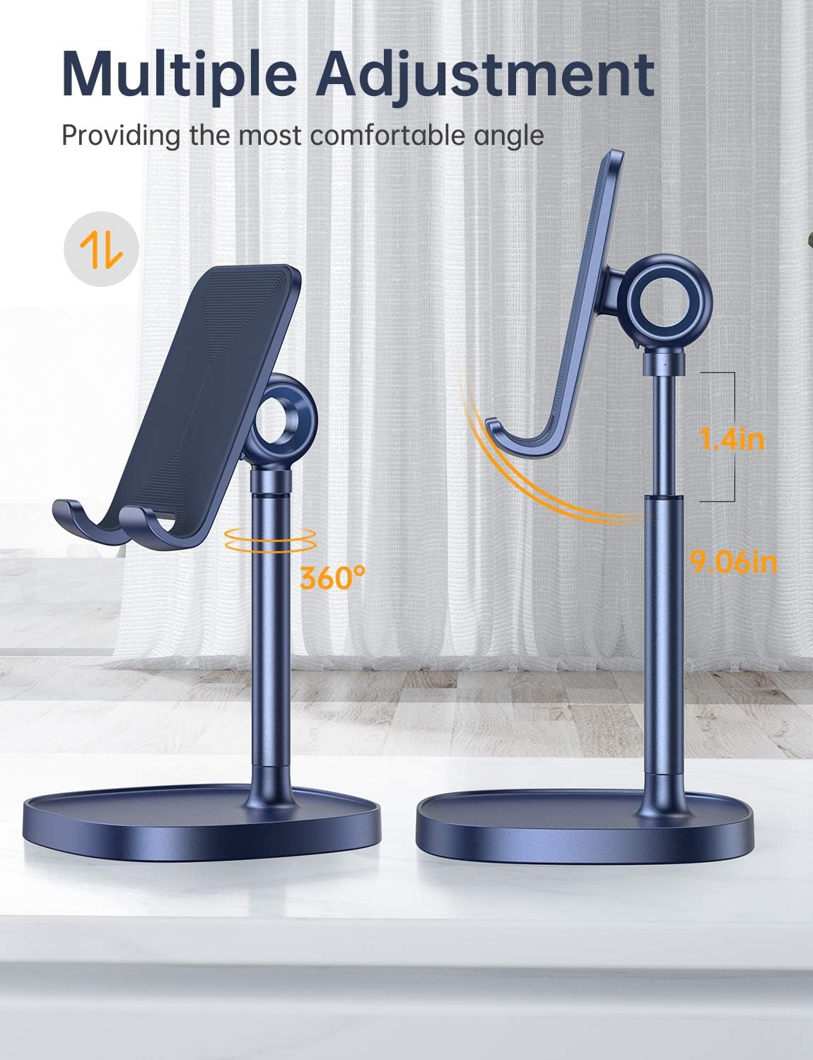 LISEN Cell Phone Stand Phone Holder for Desk Office Decor, Office Desk Accessories Women PC Gaming Essentials iPhone Stand Gadgets Men Gift for Father Fit OtterBox Case Switch iPad Air Tablet 4-10 in